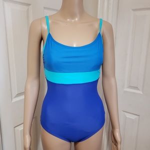 NEW! Speedo Blue Colorblock One Piece Swimsuit - 6